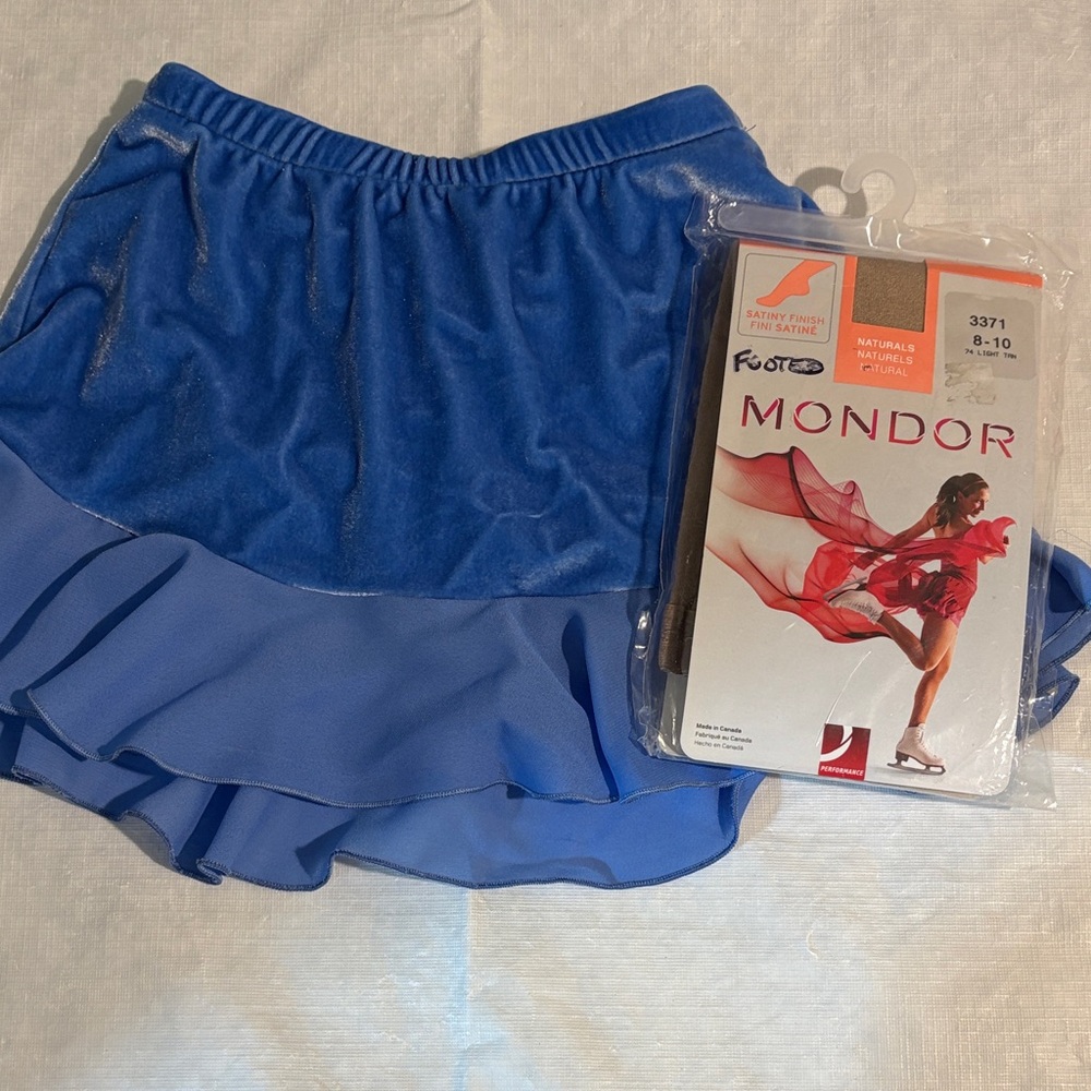 Mondor Blue Kids skating Skirt and skating tights